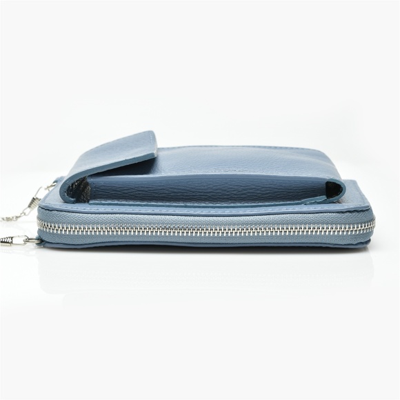VERA PELLE Wallet and Cell Holder with Zip Closure and Chain Crossbody Strap - Picture 5 of 11